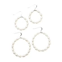 Charleston pearl hoops-small gold