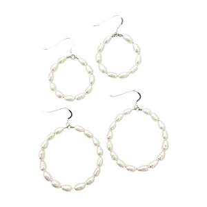 Charleston pearl hoops-small gold