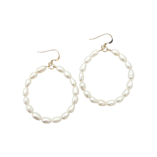 Charleston pearl hoops-large gold