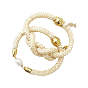 sailor's knot  bracelet- cream