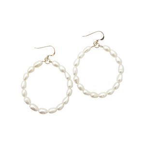Charleston pearl hoops-large gold