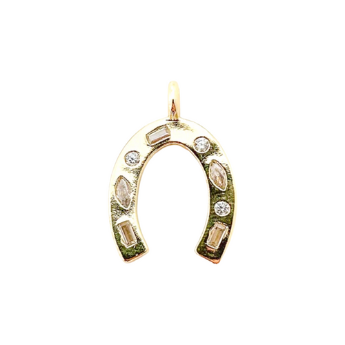 LARGE CZ horseshoe charm