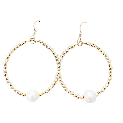 savannah pearl hoops-large gold