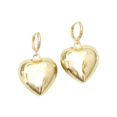 gold puffy heart hoops