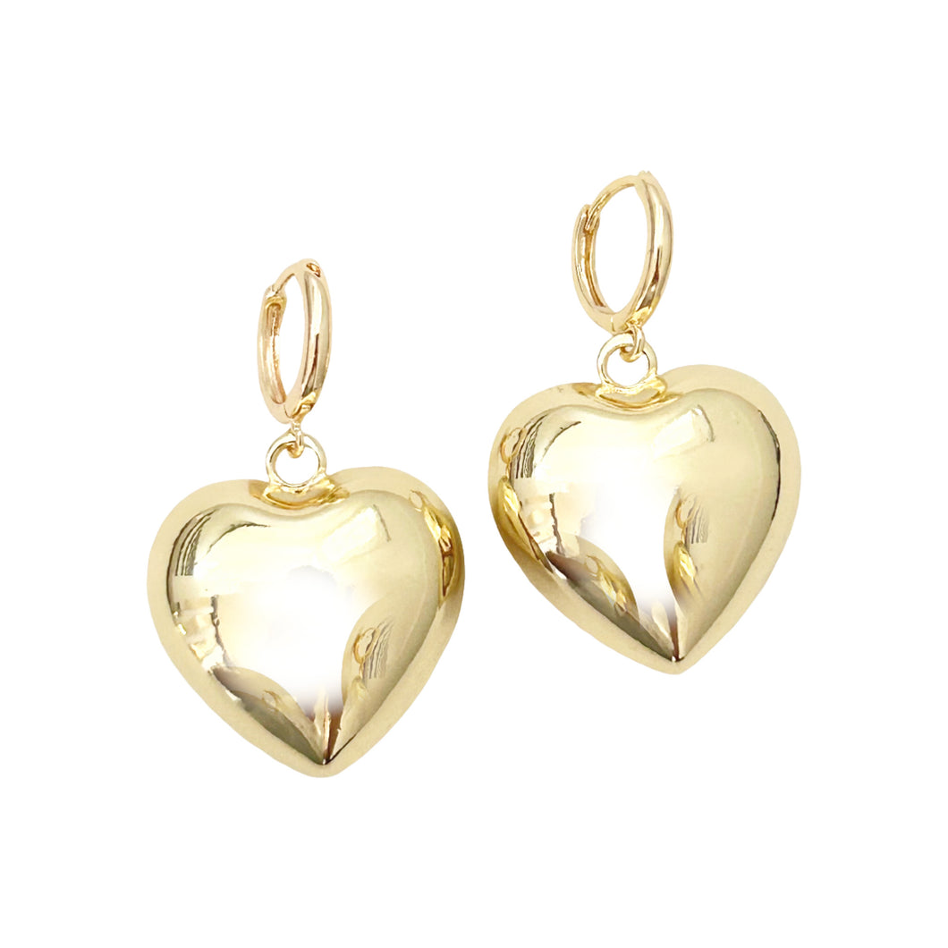 gold puffy heart hoops