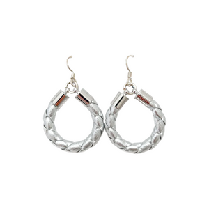 silver leather hoops-small