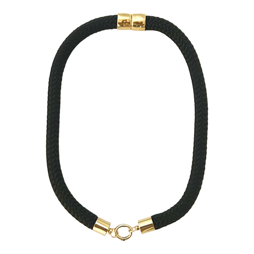 prepster statement rope necklace- black charm