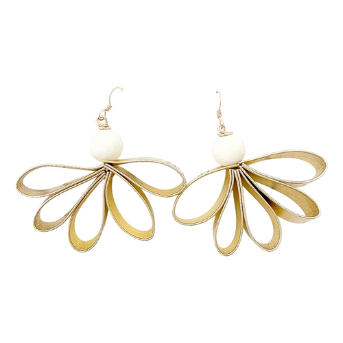 vintage flower gold dangles