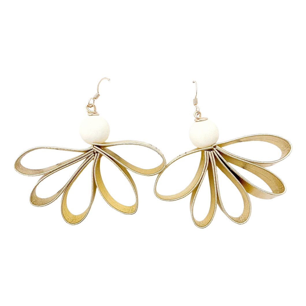 vintage flower gold dangles