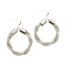 silver linen hoops- large