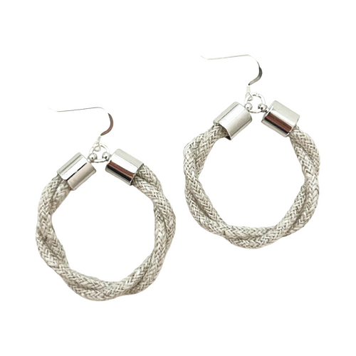 silver linen hoops- large