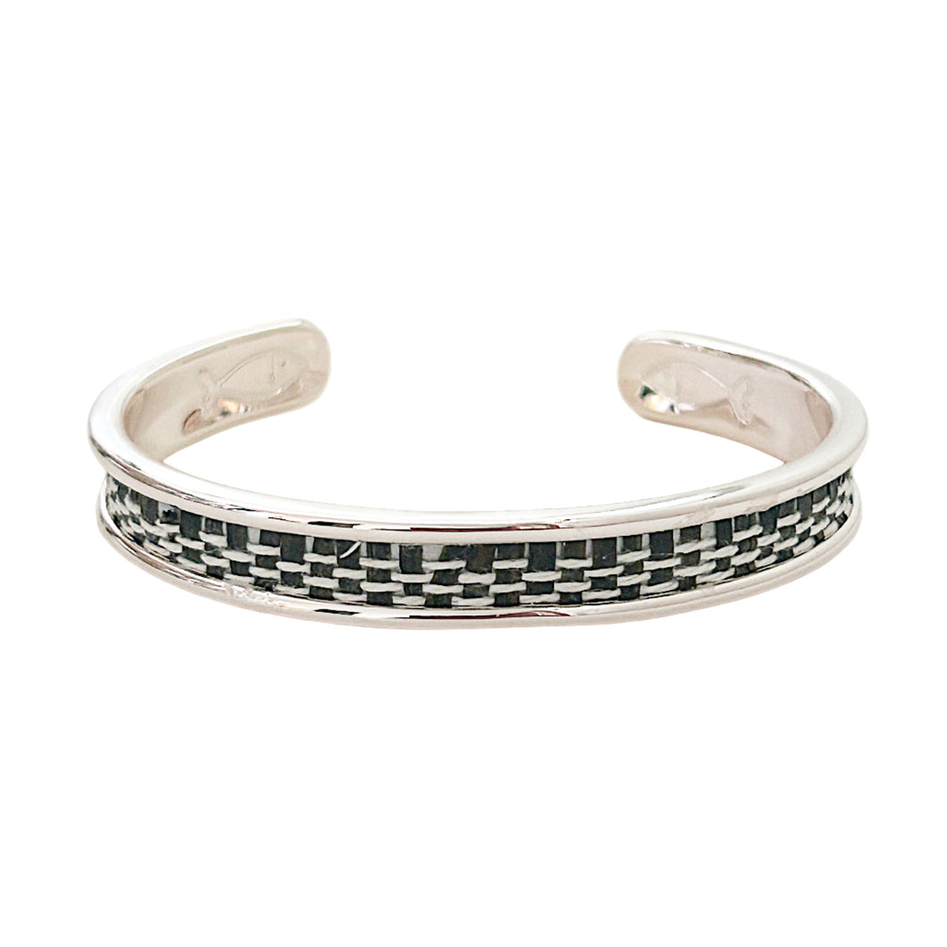 yacht hopper bangle {black links} -silver
