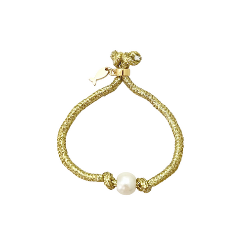 anchors away pearl slider bracelet- gold