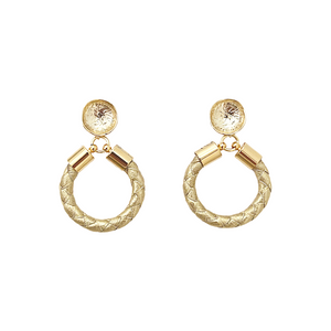 gold leather hoops-small