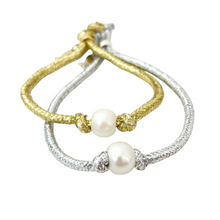 anchors away pearl slider bracelet-silver