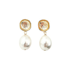 pearl lover earrings- gold
