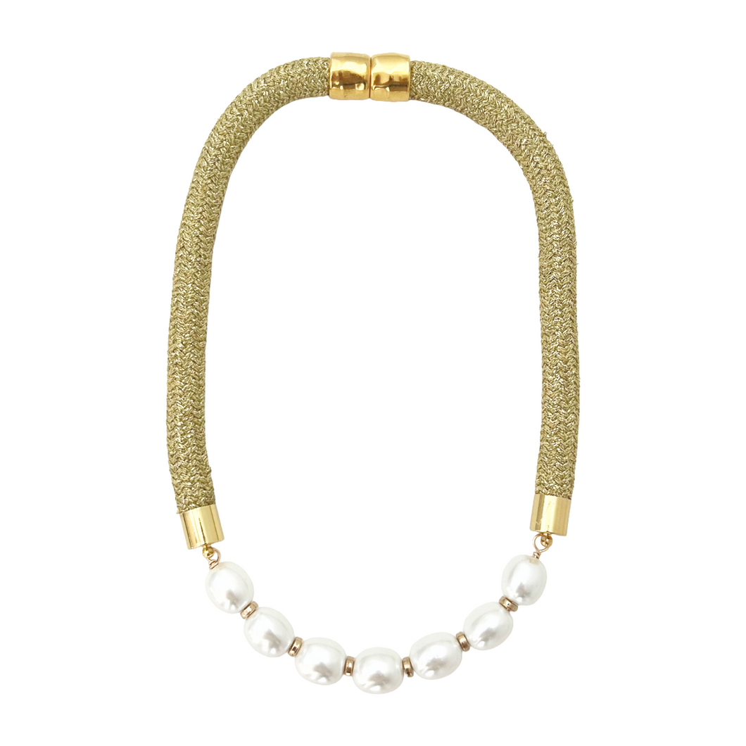 prepster statement rope necklace- southern gold