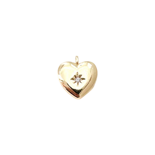 puffy heart CZ charm