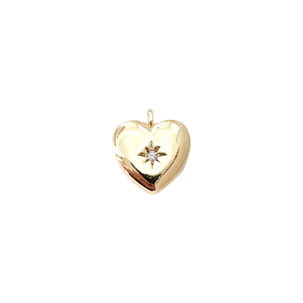puffy heart CZ charm