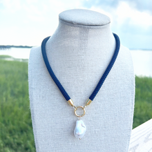 prepster dainty rope necklace- navy charm
