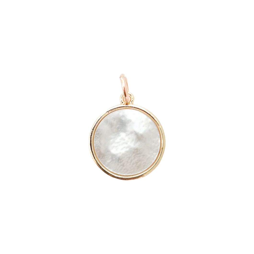 mother of pearl round charm- SLIDER