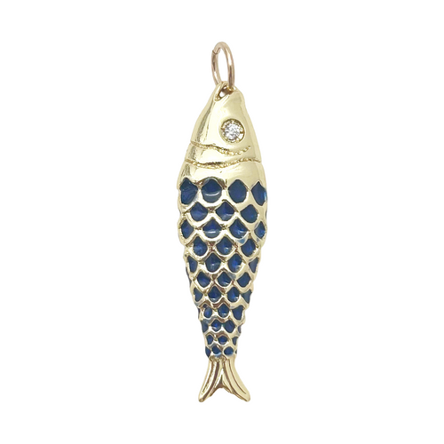large blue fish charm- SLIDER