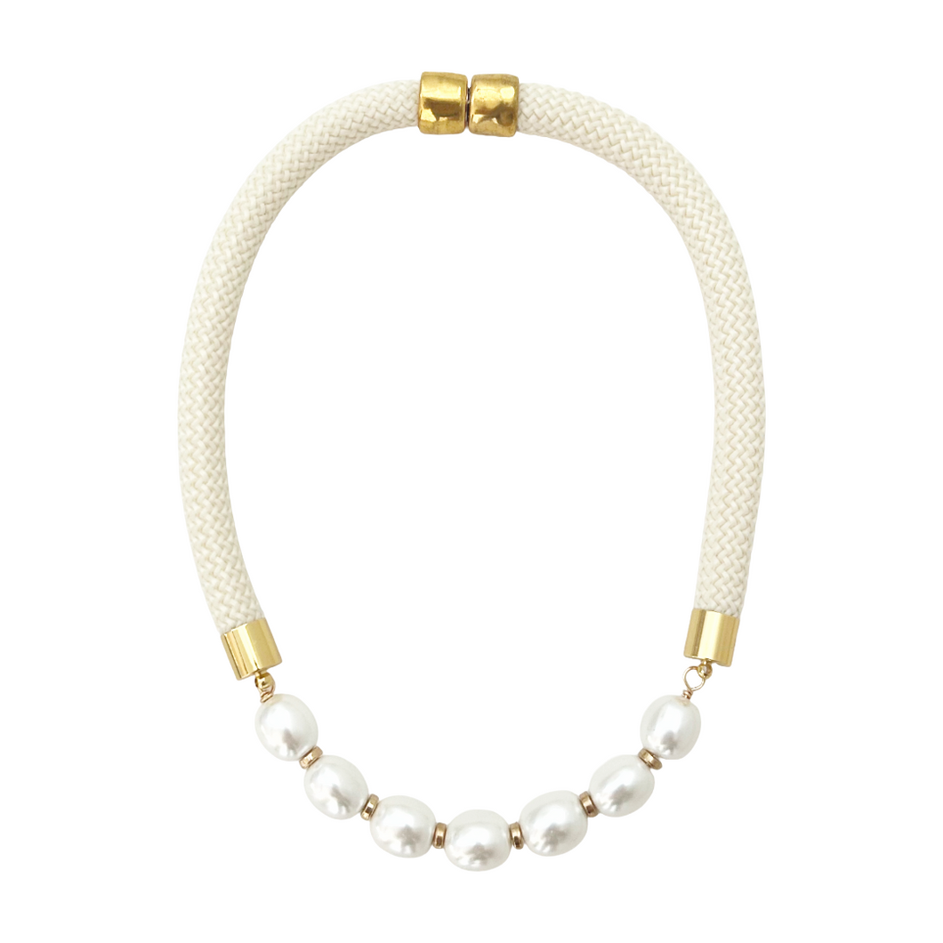 prepster statement rope necklace- southern cream