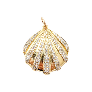 LARGE sparkle clam shell charm- SLIDER