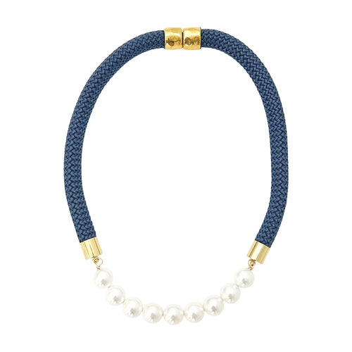 prepster statement rope necklace- signature navy