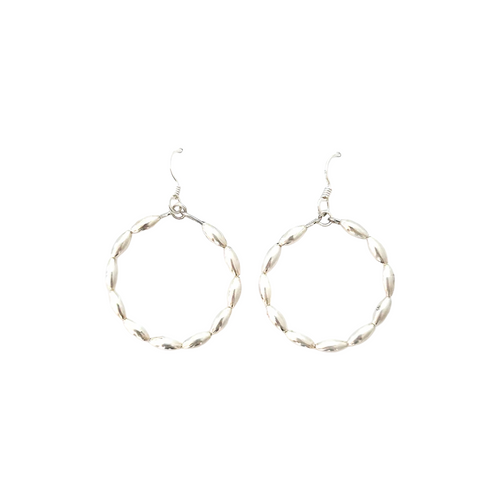 Charleston rice bead hoops {small} silver