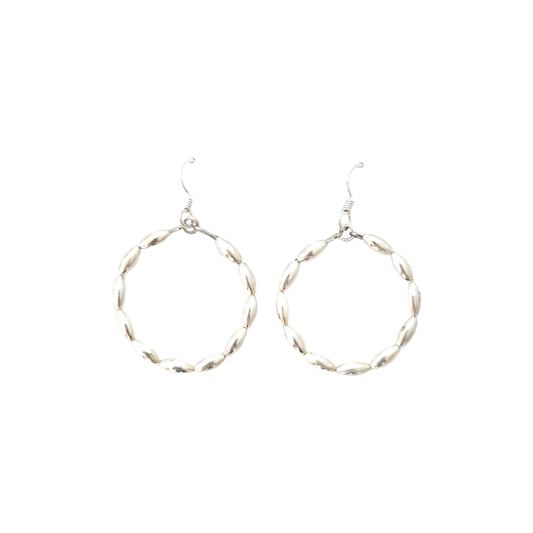 Charleston rice bead hoops {small} silver