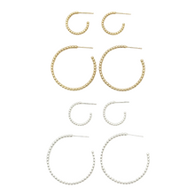 .25" beaded hoops- gold