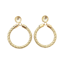 gold leather hoops-large