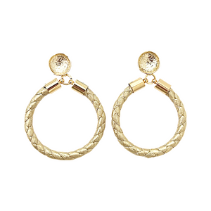 gold leather hoops-large