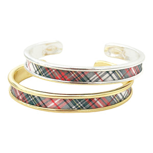 yacht hopper bangle - {spruce plaid) gold