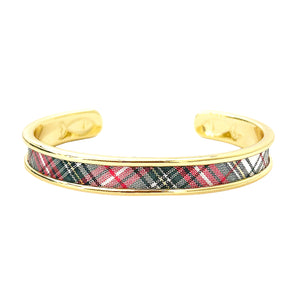 yacht hopper bangle - {spruce plaid) gold