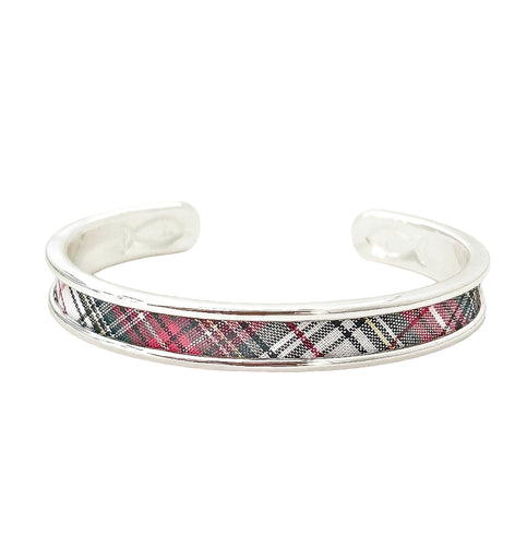 yacht hopper bangle {spruce plaid}-silver