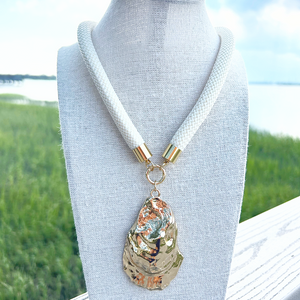 prepster statement rope necklace- cream charm