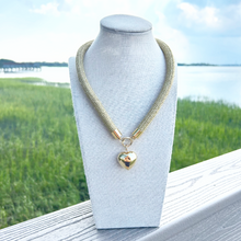 prepster statement rope necklace- gold charm