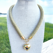 prepster statement rope necklace- gold charm