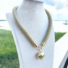 prepster statement rope necklace- gold charm