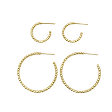 .25" beaded hoops- gold