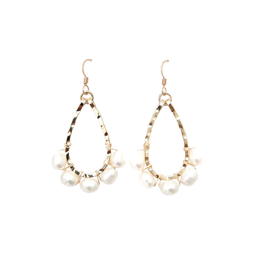 class-sea mini keel pearl wrapped earrings