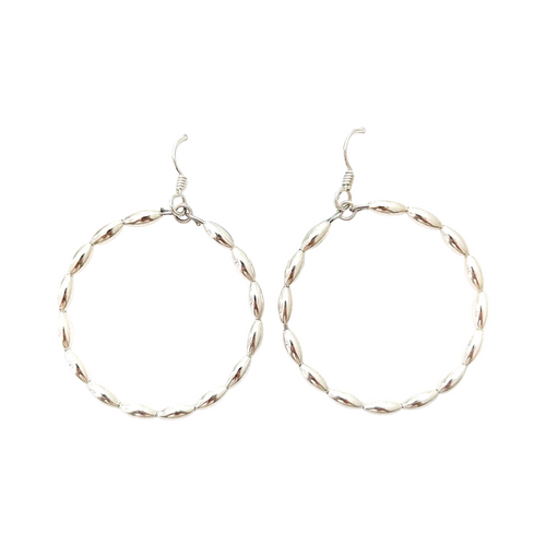 Charleston rice bead hoops {large} silver