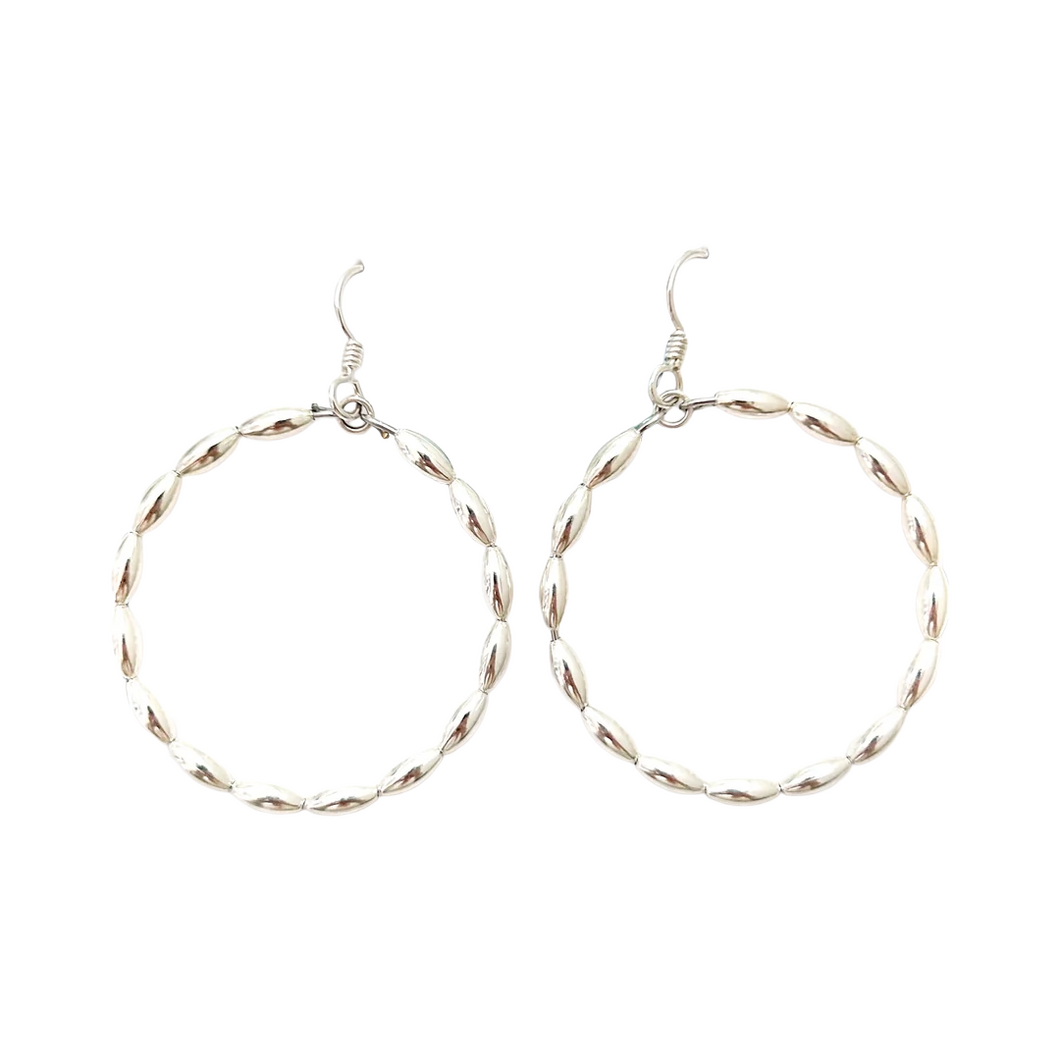 Charleston rice bead hoops {large} silver