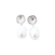 pearl lover earrings- silver