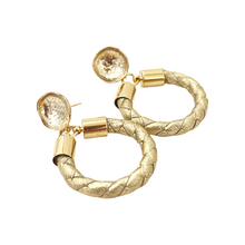 gold leather hoops-small