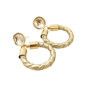 gold leather hoops-small