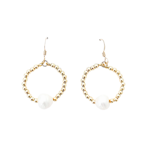 savannah pearl hoops-small gold