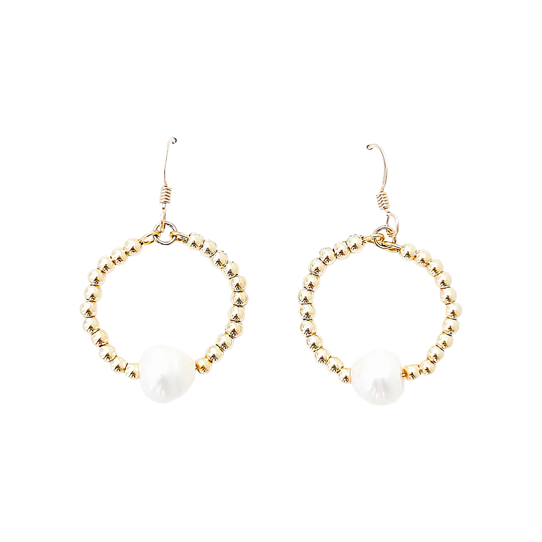 savannah pearl hoops-small gold